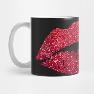 Red Faux Glitter Lips Mug